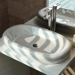Lavabo Sobre Encimera Blanco Ovalado